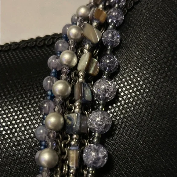 Elegant Multi-Layered Silver and purple layered Necklace - Picture 2 of 5